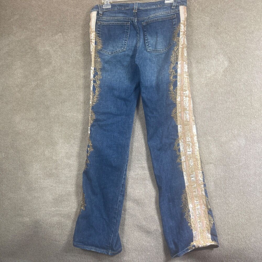 Vintage Roberto Cavalli Jeans Womens Medium 31X32 Satin Velvet Side Panel Boho - Picture 2 of 16